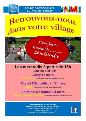 flyer jeux extérieurs proposés par le centre social