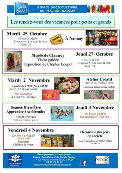 Programme des activités du centre socioculturel 