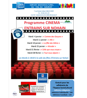 affiche du programe de cinéma de janvier et février 2022