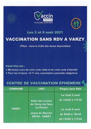 Affiche informative des horaires de vaccination covid