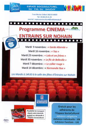 Affiche du cinéma à Entrains