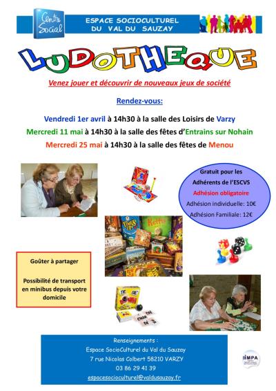 affiche avec les dates des après midis jeux