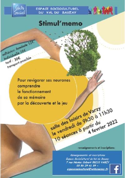 affiche du centre social tête de personne et cerveau