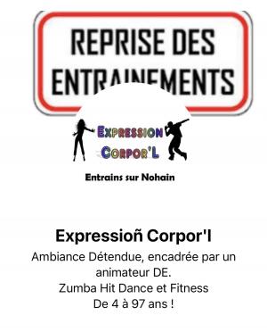 Logo d'expression corpor'l et panneau reprise des entrainements